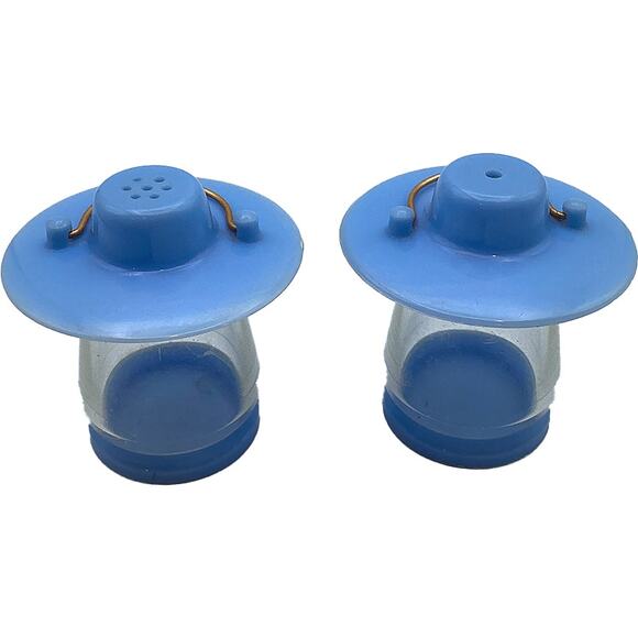 Vintage Salt & Pepper Shaker Set Retro Blue Plastic Lanterns - Picture 7 of 7